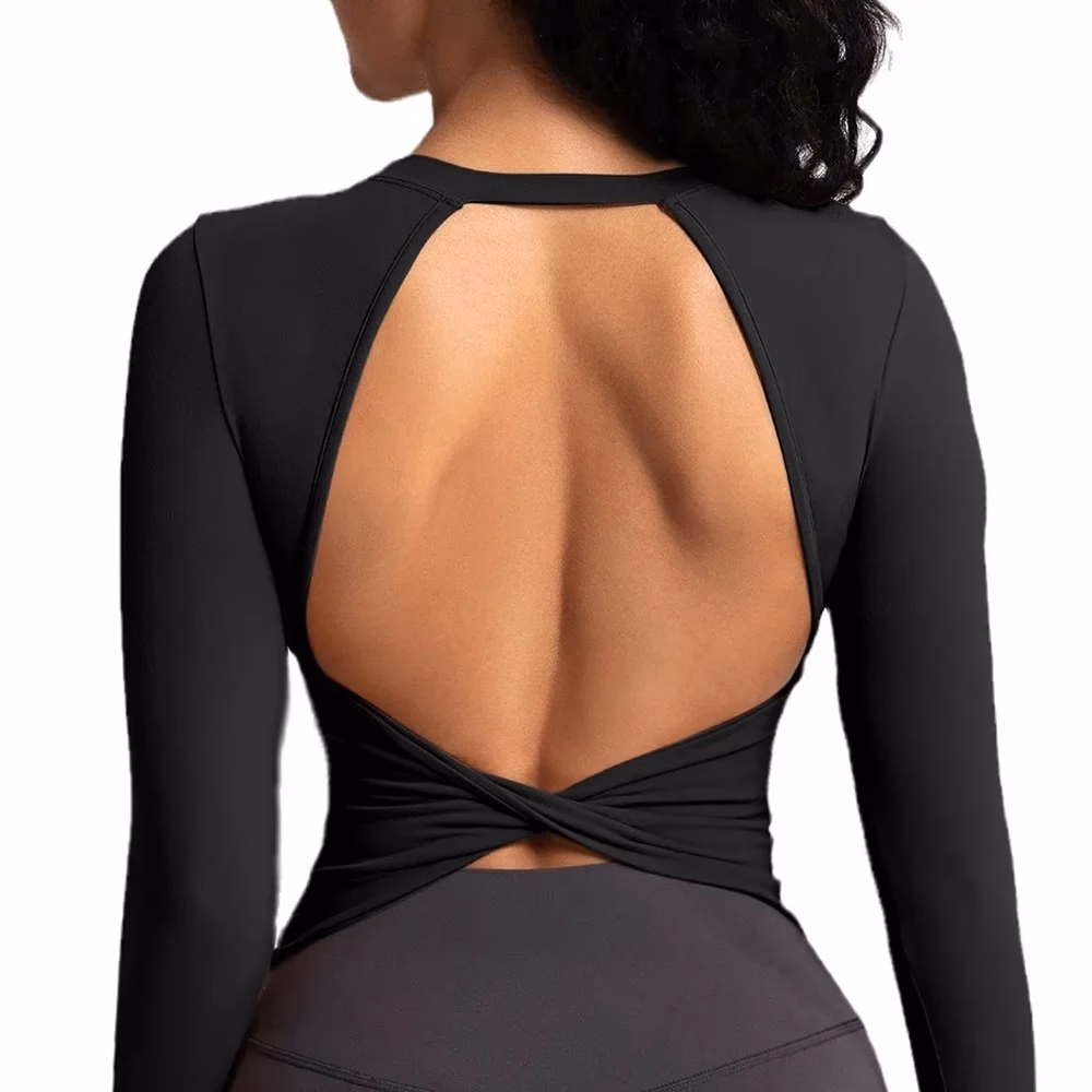 Cloud Hide Black Beauty Back Yoga Shirts Women Long Sleeve Blouse plus Size Sports Gym Fitness Top Running T-Shirt Workout Shirt - Afbeelding 7